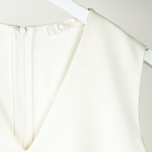 CHLOÉ Off White Tiered Crepe Shift Dress - Picture 6 of 8